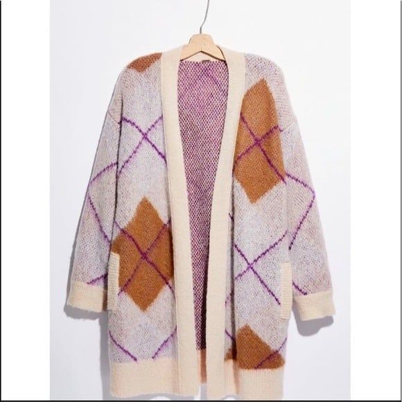 NWOT! Free People Argyle Avenue Oversized Maxi Open Front Cardigan - XS - Picture 12 of 12